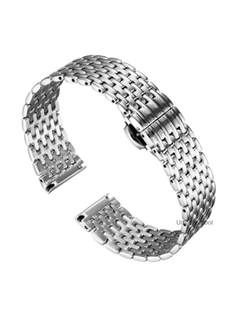Ultra Thin Mesh Stainless Steel Watch Band Polished Butterfly Buckle